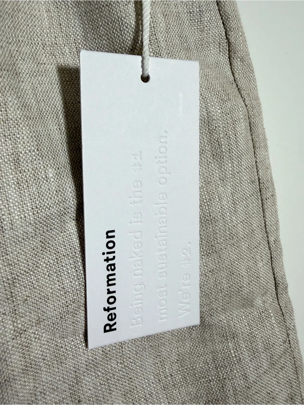 Reformation Olina Linen Pant XS Oatmeal NWT Wide Leg Drawstring